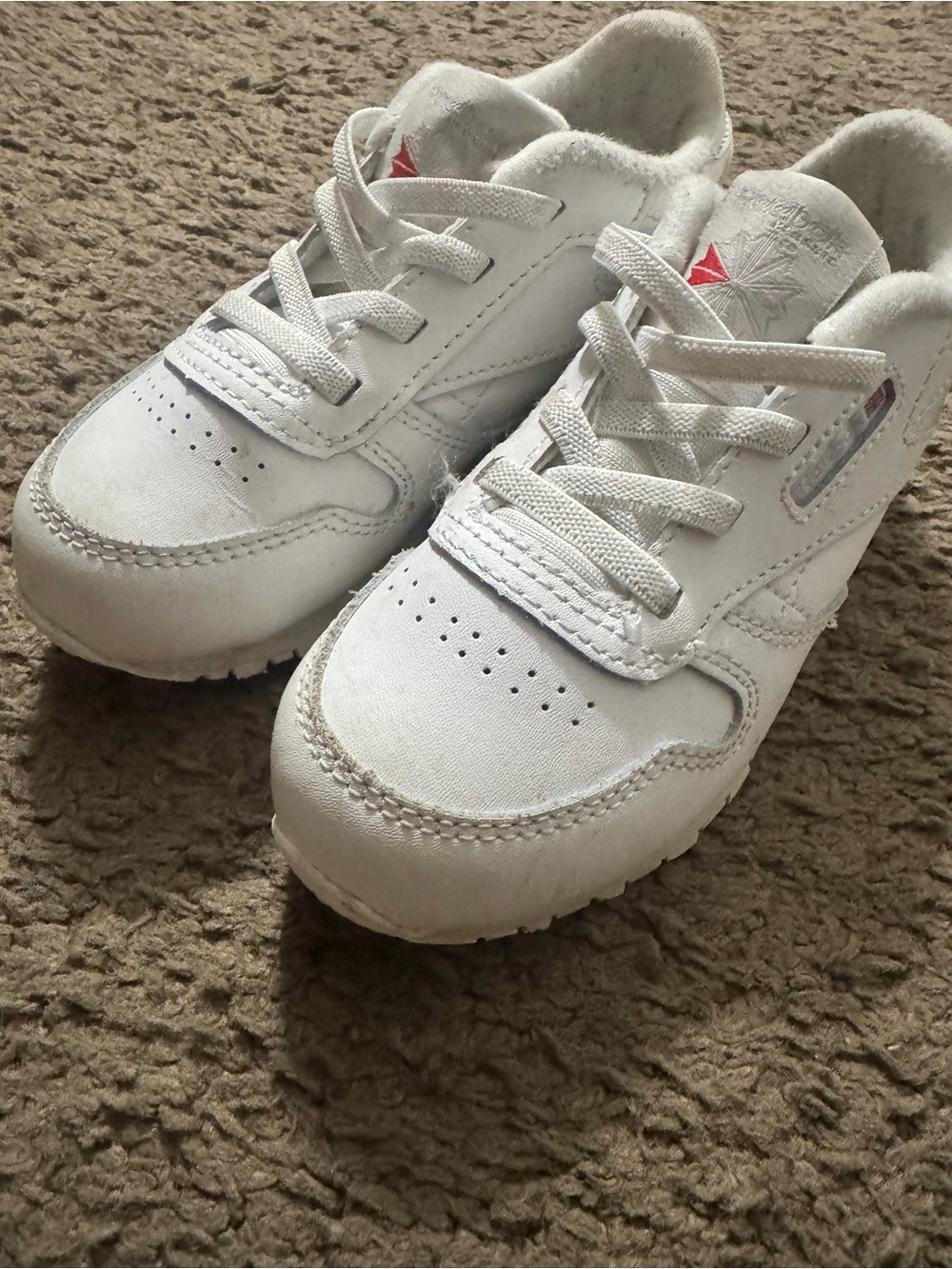 Reebok White Kids Sneakers with Red Logo Accent